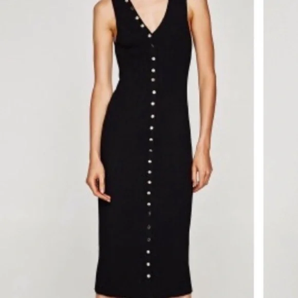 Zara | Dresses | Zara Long Knitted Button Dress | Poshmark